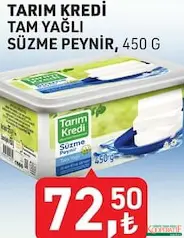 TARIM KREDİ TAM YAĞLI SÜZME PEYNİR 450 G fiyat ve kampanya bilgisi